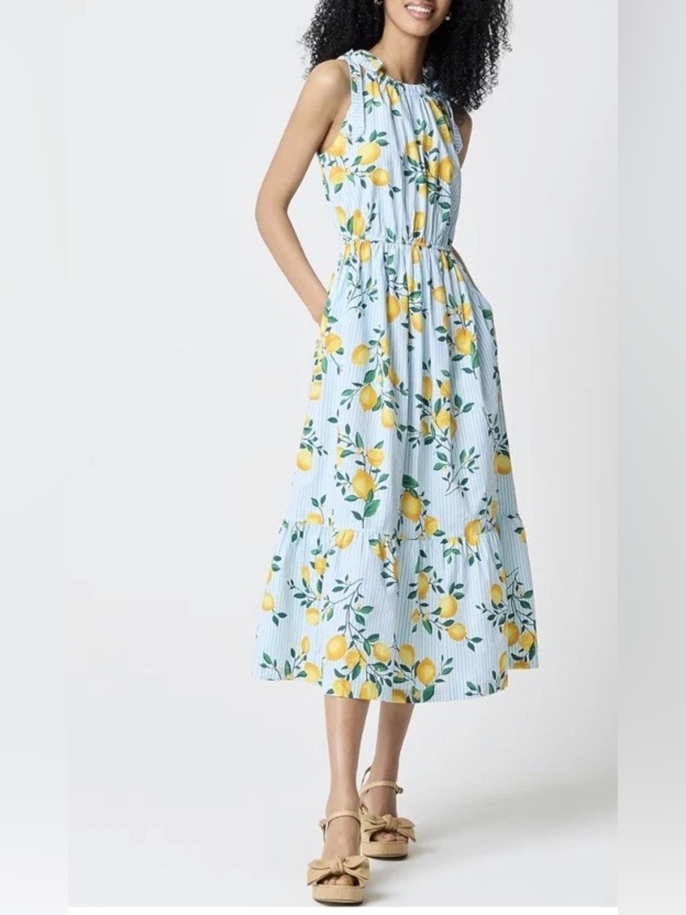 J.Crew Factory Tie-Shoulder Midi Dress